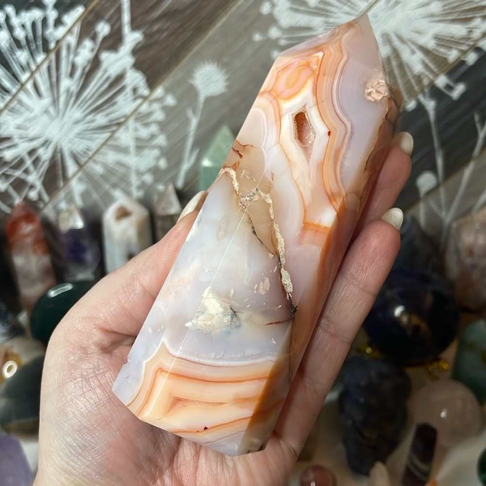 Carnelian Flower Agate Crystal Tower